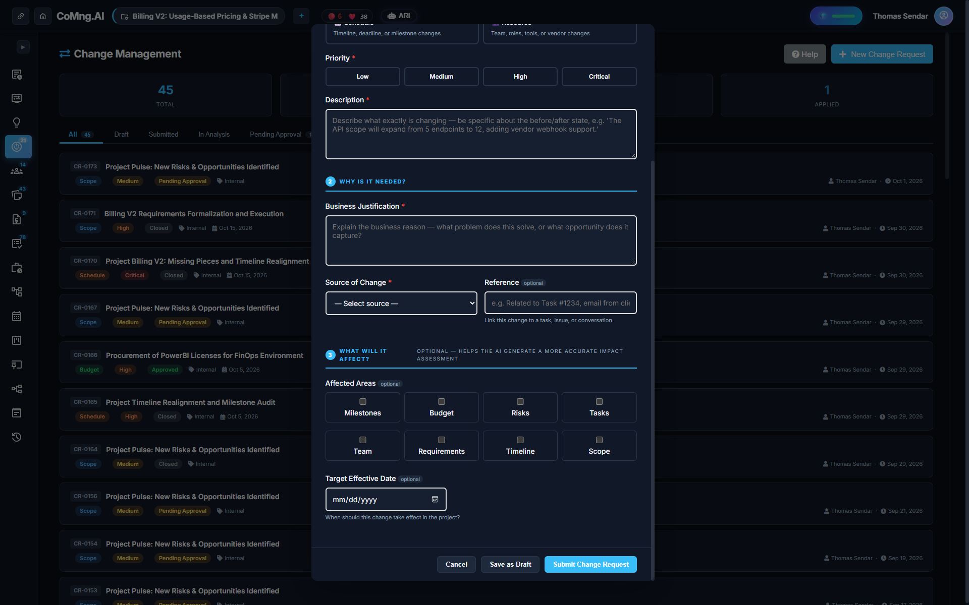 Field-by-field diff comparison table showing current vs proposed values