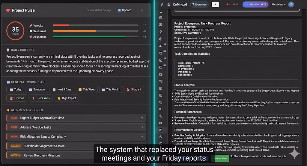 CoMng.AI autonomous project management - Microsoft Project Online alternative AI